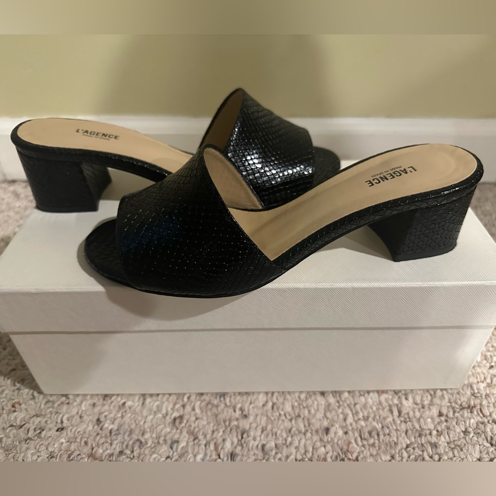 L’Agence Emiliana IV Snake-Embossed Leather Sandals